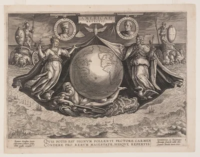 Frontispiece, from Americae Retectio (The Discovery of America) — Adriaen Collaert