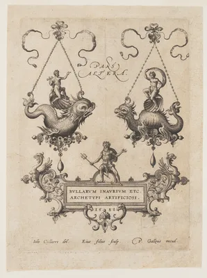 Designs for Pendants with Sea Monsters — Adriaen Collaert