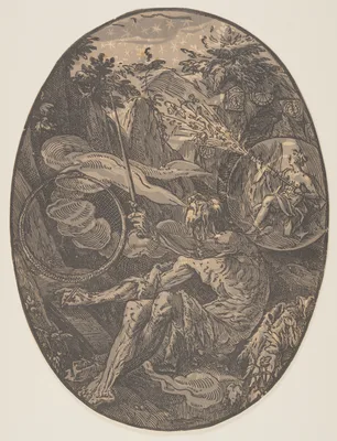 Demogorgon in the Cave of Eternity, from The Deities — Hendrik Goltzius