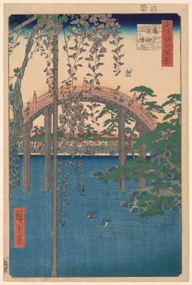 Precincts of Kameido Tenjin Shrine (Kameido Tenjin keidai), from the series "One Hundred Famous Views of Edo (Meisho Edo hyakkei)" — Utagawa Hiroshige