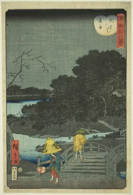 Night Rain at Makura Bridge (Makurabashi yau), from the series "Eight Views of the Sumida River (Sumidagawa hakkei)" — Utagawa Hiroshige II