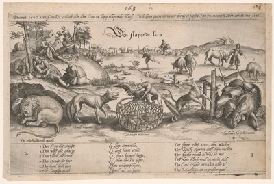 Satires about the Situation in the Low Countries: The Sleeping Lion (Plate 2) — Johannes Wierix