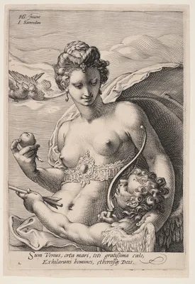 Venus and Cupid, from Three Goddesses — Jan Saenredam
