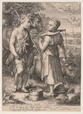 Summer (Boy with Sheaf of Wheat and Girl Wearing a Yoke), from The Four Seasons — Jan Saenredam