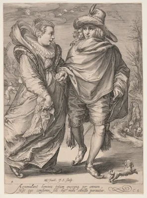 Winter (Young Couple Skating), from The Four Seasons — Jan Saenredam