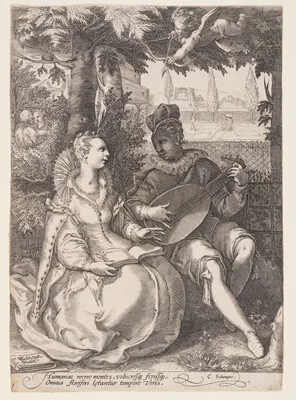 Spring (Music-Making Couple), from The Four Seasons — Jan Saenredam