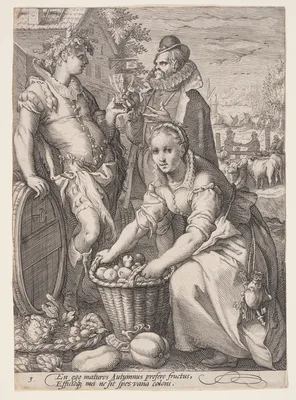 Autumn (Harvesting and Wine Tasting), from The Four Seasons — Jan Saenredam