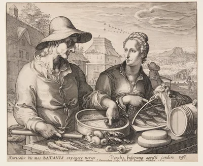 Farmer and His Wife at Market — Jan Saenredam