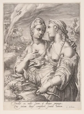 Lea and Rachel, from The Wives of the Patriarchs — Jacob Matham