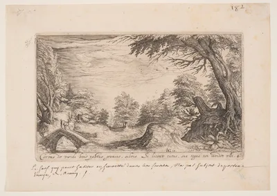 Landscape with a Stag on a Bridge, from Landscapes — Jacob de Gheyn II