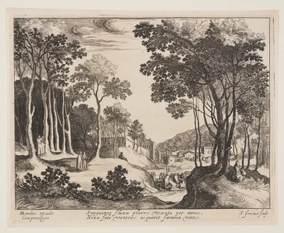 Christ Healing the Bloody Woman, from Landscapes with Scenes from the Life of Christ — Simon Frisius