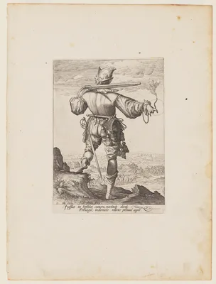 Helmetted Musketeer, from Officers and Soldiers of the Bodyguard of Emperor Rudolph II — Jacob de Gheyn II