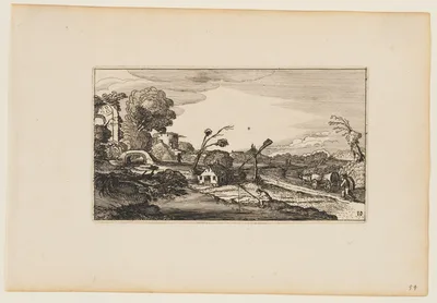 Path to Right of Water; Roman Ruins Beyond at Left, from Twelve landscapes with Figures — Gillis van Scheyndel