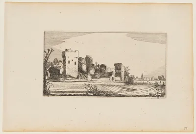Fields Before Ruins Transformed into Farms, from Twelve landscapes with Figures — Gillis van Scheyndel