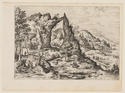 Juda and Tamar, from Landscapes with Biblical and Mythological Scenes — Hieronymus Cock