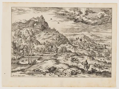 Mercury with Head of Argus in His Hand, from Landscapes with Biblical and Mythological Scenes — Hieronymus Cock