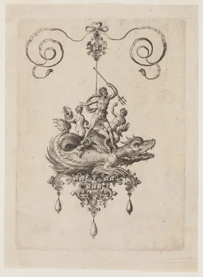 Designs for Pendants with Sea Monsters — Adriaen Collaert