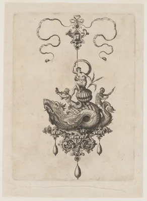 Renaissance Jeweled Pendant Sea Monsters — Adriaen Collaert