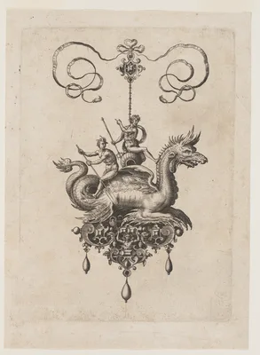 Designs for Pendants with Sea Monsters — Adriaen Collaert