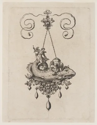 Designs for Pendants with Sea Monsters — Adriaen Collaert