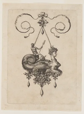 Designs for Pendants with Sea Monsters — Adriaen Collaert