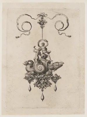 Designs for Pendants with Sea Monsters — Adriaen Collaert