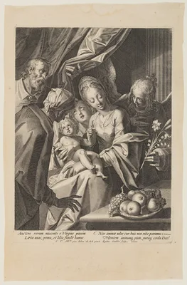 The Holy Family with Saint Anne and Two Angels — Aegidius Sadeler