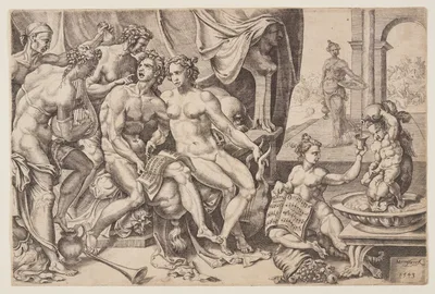 The Prodigal Son Squandering his Inheritance on Harlots — Cornelis Bos