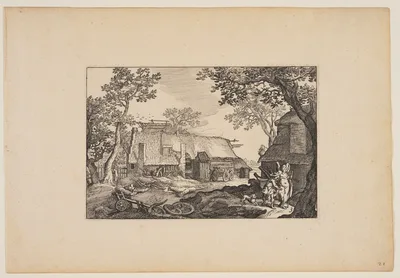 Tobias and the Angel, from Landscapes (Verscheyden aerdige Lanthuysen...) — Claes Janszoon Visscher II