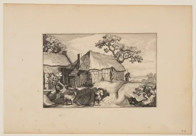 Path Along a Barn, from Landscapes (Verscheyden aerdige Lanthuysen...) — Claes Janszoon Visscher II