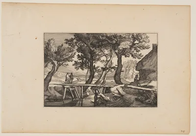 A Wooden Bridge, from Landscapes — Claes Janszoon Visscher II