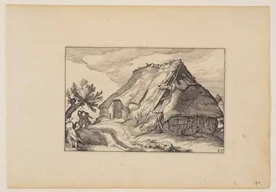 A Barn, from Landscapes (Verscheyden aerdige Lanthuysen...) — Claes Janszoon Visscher II