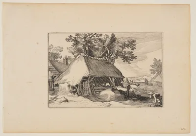 A Barn, from Landscapes (Verscheyden aerdige Lanthuysen...) — Claes Janszoon Visscher II