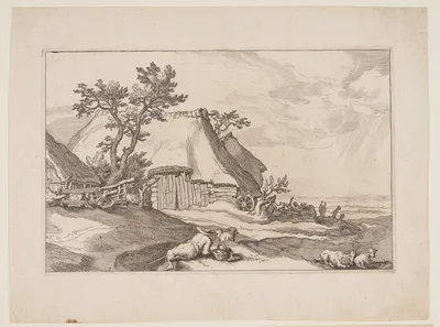 Plate 3, from Landscapes with Farmhouses — Boetius à Bolswert