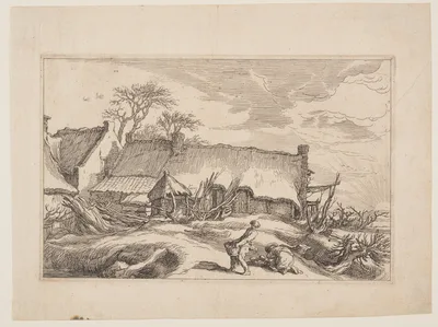 Plate 4, from Landscapes with Farmhouses — Boetius à Bolswert