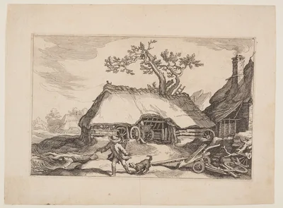 Plate 6, from Landscapes with Farmhouses — Boetius à Bolswert