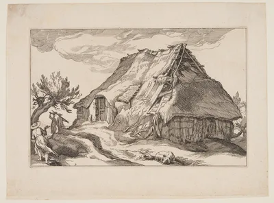Plate 9, from Landscapes with Farmhouses — Boetius à Bolswert