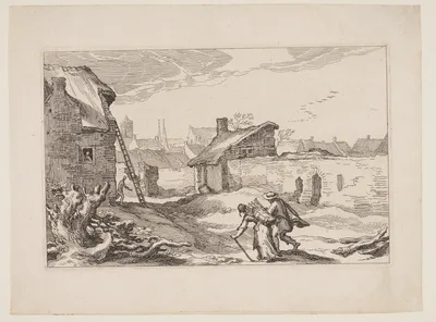 Plate 11, from Landscapes with Farmhouses — Boetius à Bolswert