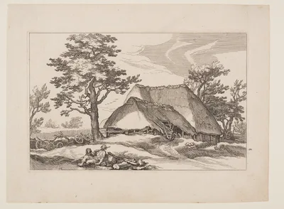 Plate 12, from Landscapes with Farmhouses — Boetius à Bolswert