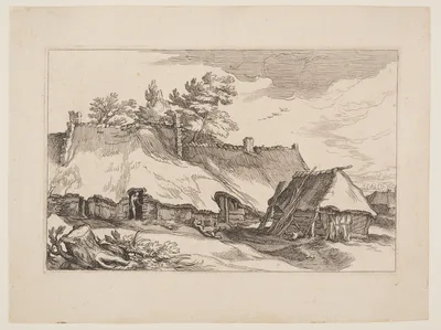 Plate 14, from Landscapes with Farmhouses — Boetius à Bolswert