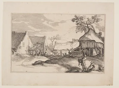 Plate 16, from Landscapes with Farmhouses — Boetius à Bolswert
