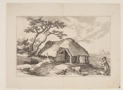 Plate 17, from Landscapes with Farmhouses — Boetius à Bolswert