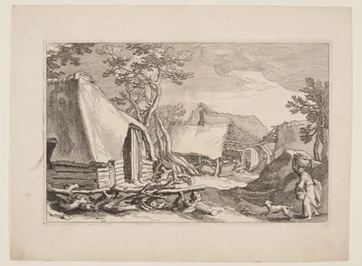 Plate 18, from Landscapes with Farmhouses — Boetius à Bolswert