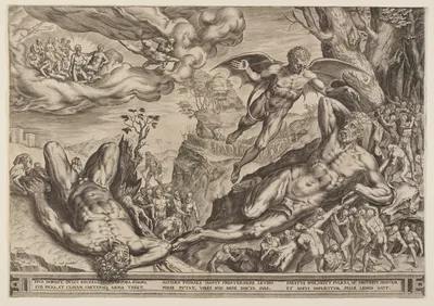 Hercules besieged by Pygmies — Cornelis Cort
