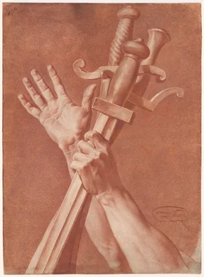 Hands of Horatius from The Oath of the Horatii — Jean-Baptiste Debret
