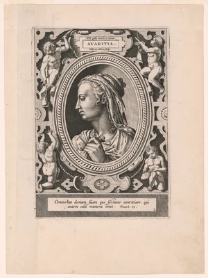 Avaritia, plate 2 from The Seven Vices — Hieronymus Wierix