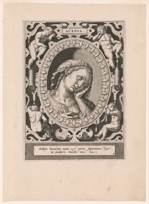Acedia, plate 7 from The Seven Vices — Hieronymus Wierix