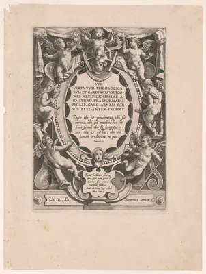 Title page, from The Seven Virtues — Hieronymus Wierix
