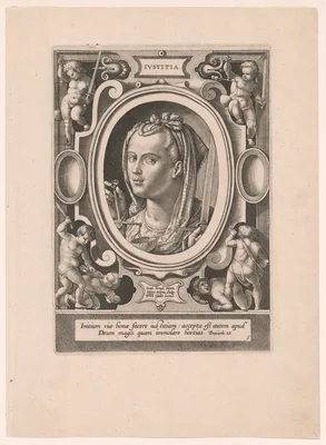 Justitia, plate 5 from The Seven Virtues — Hieronymus Wierix