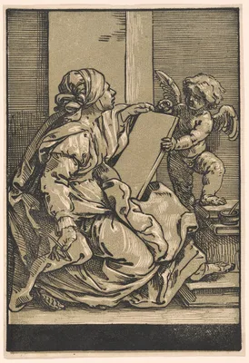 Sibyl Holding a Tablet with a Winged Putto — Bartolomeo Coriolano